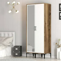 Guardaroba 2 ante Anfo, 80x201h48 cm, Noce e Bianco<Dmora Flash Sale