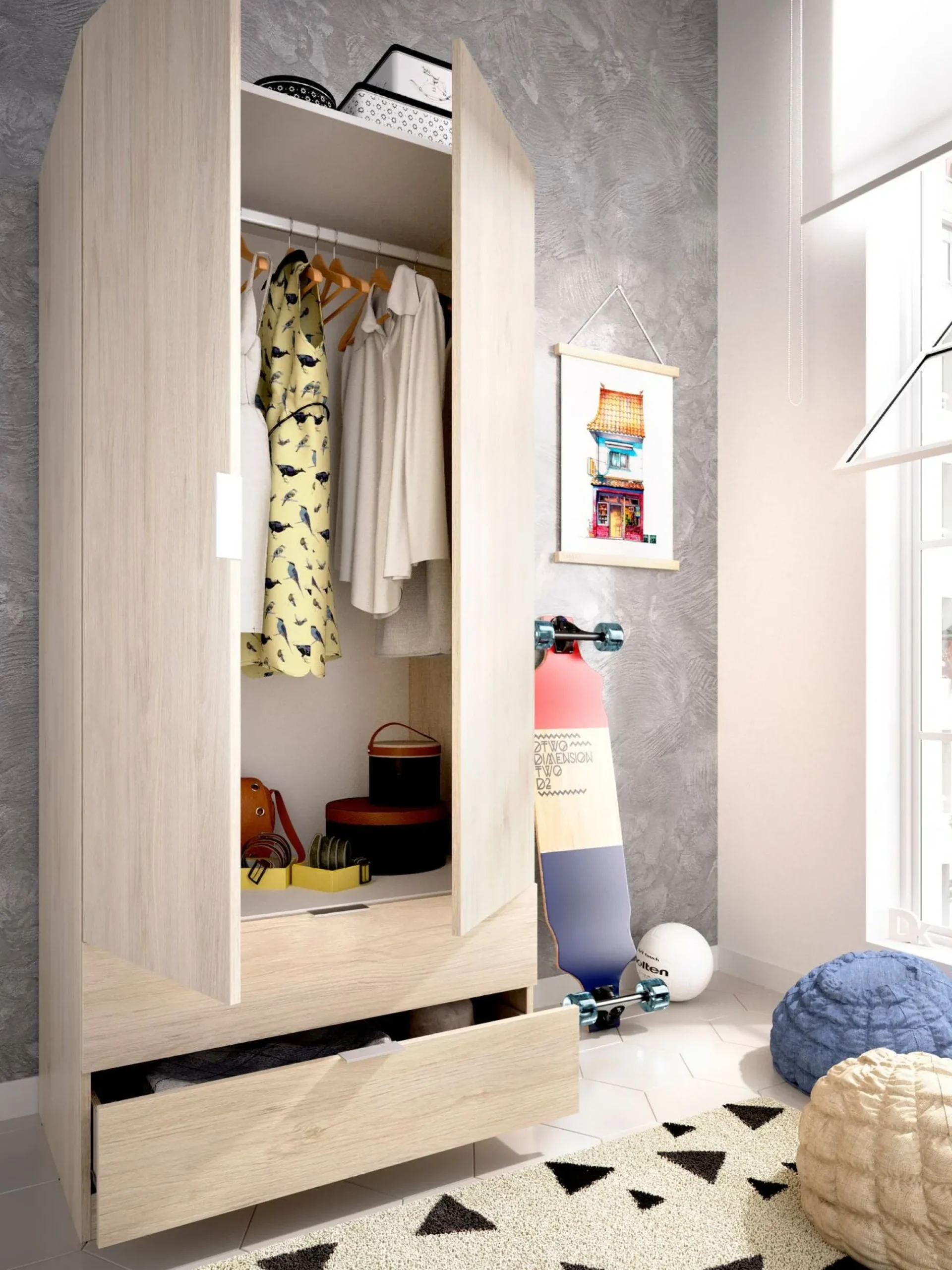 Guardaroba 2 ante Anya, 81x52h184 cm,<Dmora Best Sale