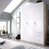 Guardaroba 3 ante Apaches, 121x52h180 cm, Bianco e Rovere<Dmora Discount