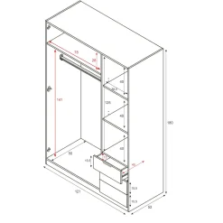 Guardaroba 3 ante Apaches, 121x52h180 cm, Rovere e Ossido<Dmora Store