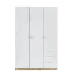 Guardaroba 3 ante Apaches, 121x52h180 cm, Bianco e Rovere<Dmora Discount