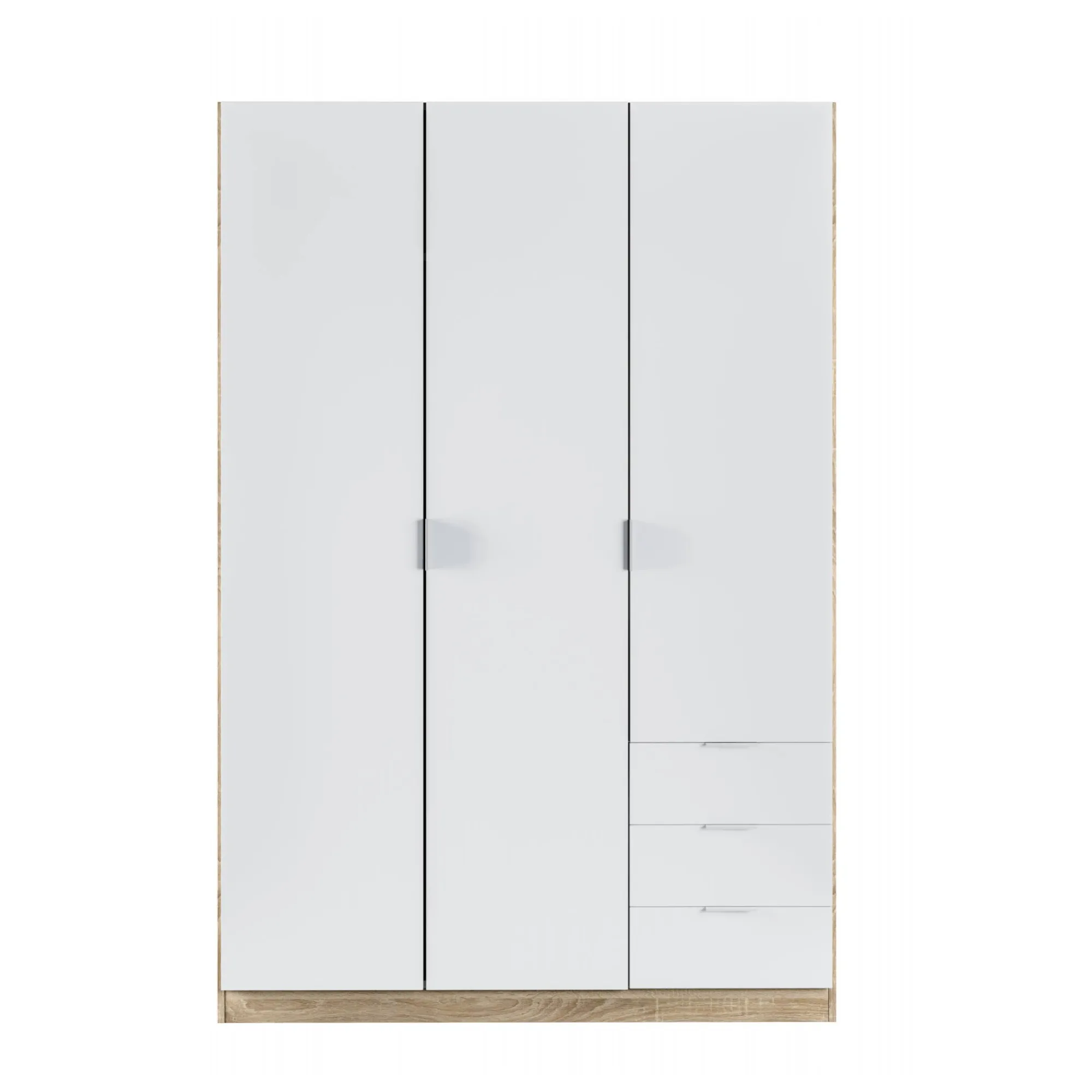 Guardaroba 3 ante Apaches, 121x52h180 cm, Bianco e Rovere<Dmora Discount