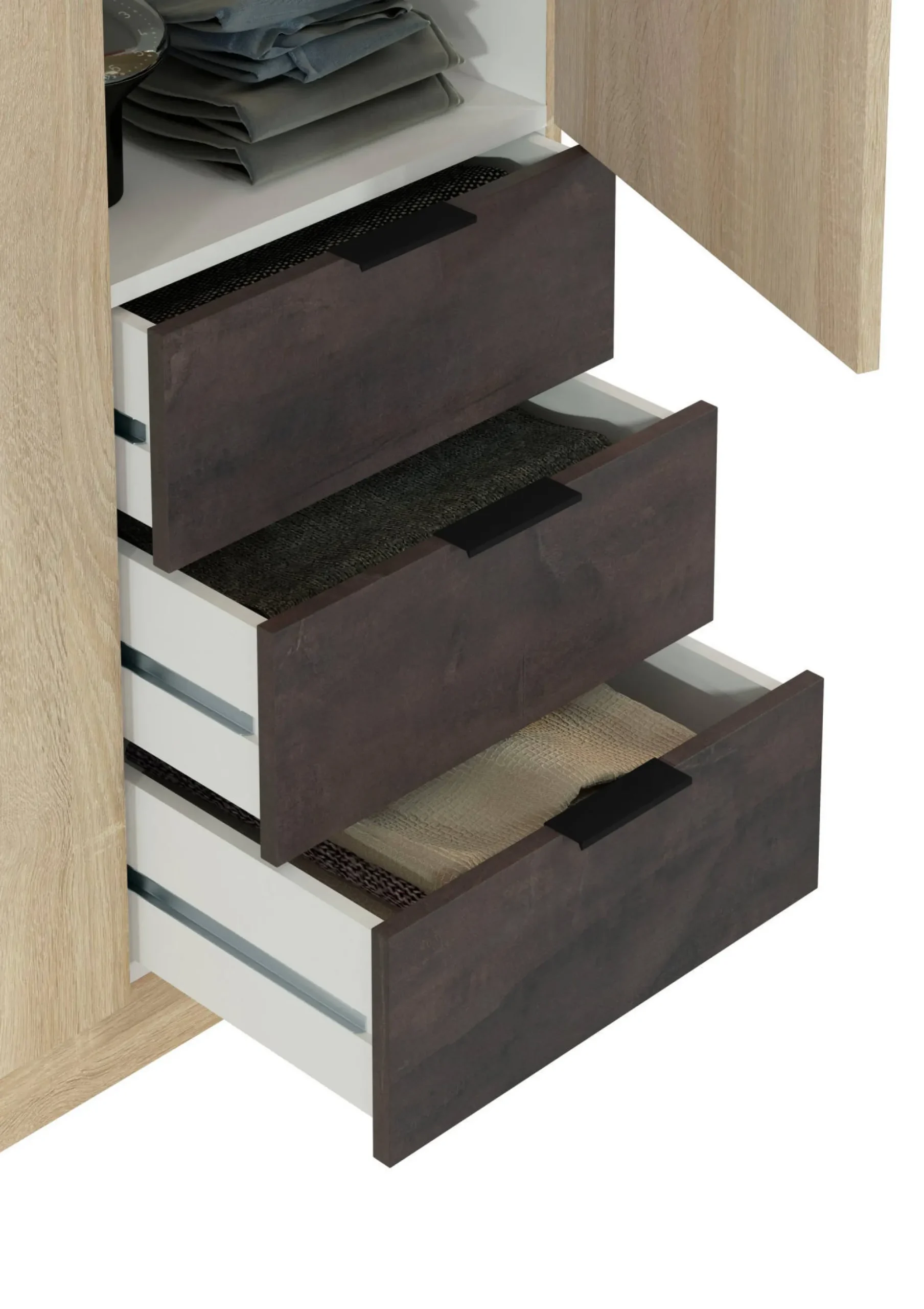 Guardaroba 3 ante Apaches, 121x52h180 cm, Rovere e Ossido<Dmora Store