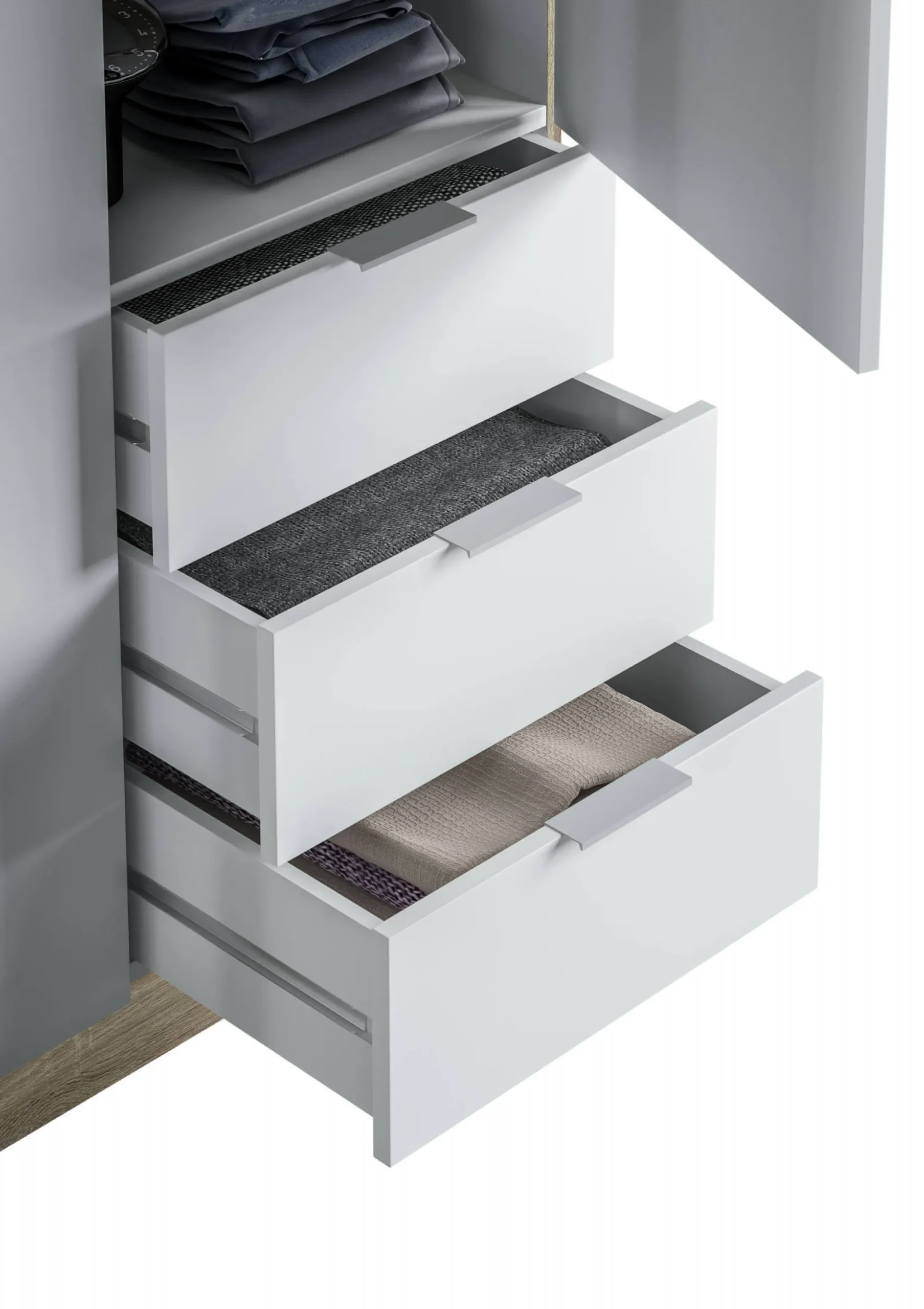 Guardaroba 3 ante Apaches, 121x52h180 cm, Bianco e Rovere<Dmora Discount