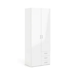 Guardaroba 2 ante Apollina, 78x50 h200 cm, Bianco<Dmora Cheap
