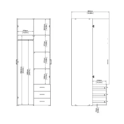 Guardaroba 2 ante Apollina, 78x50 h200 cm, Bianco<Dmora Cheap
