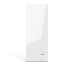 Guardaroba 2 ante Apollina, 78x50 h200 cm, Bianco<Dmora Cheap
