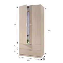 Guardaroba 2 ante Appadu, 81x52h180 cm,<Dmora Cheap