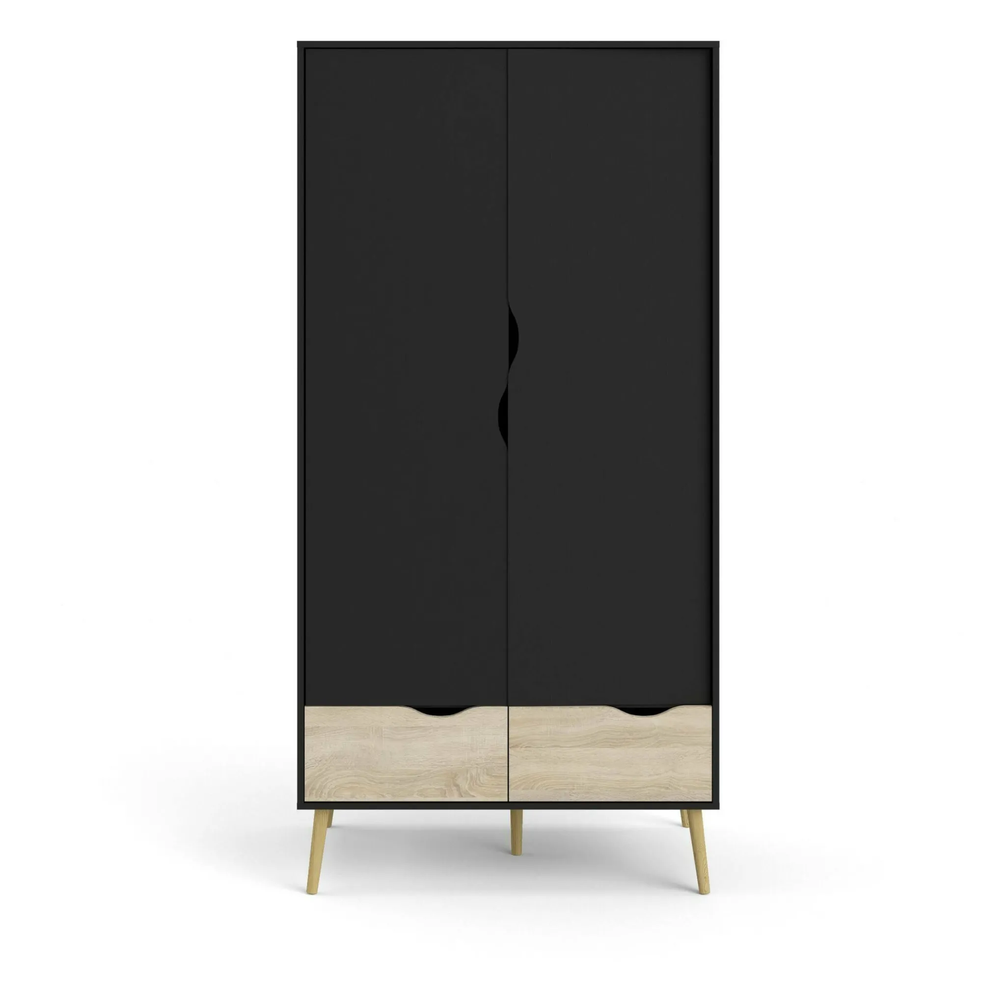 Guardaroba 2 ante Archilllo, 99x58 h200 cm, Nero e Quercia<Dmora Flash Sale