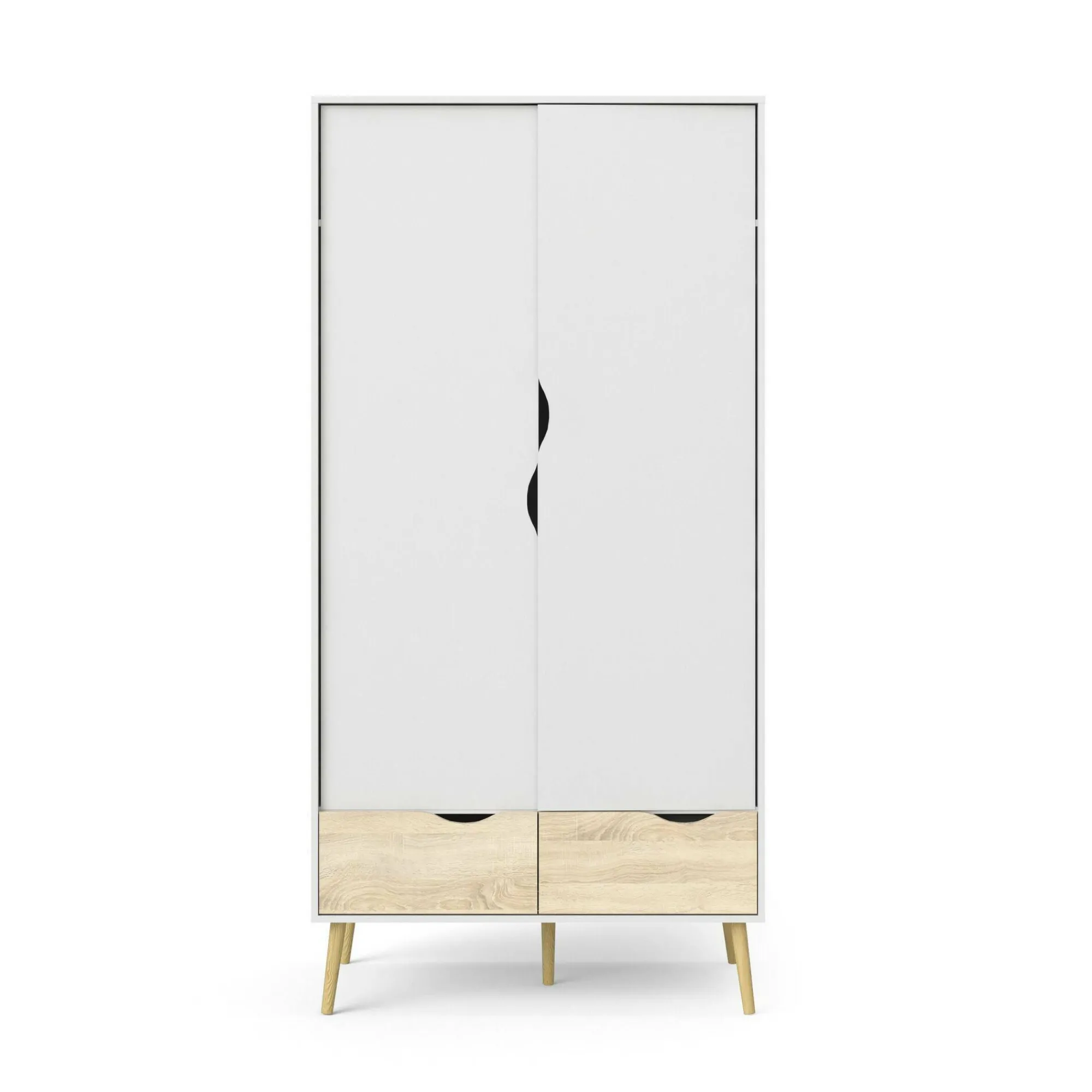 Guardaroba 2 ante Archilllo, 99x58 h200 cm, Bianco e Quercia<Dmora Shop