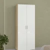 Guardaroba 2 ante Arg, 50x79 h201 cm, Quercia e Bianco<Dmora Discount