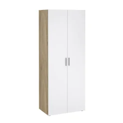 Guardaroba 2 ante Arg, 50x79 h201 cm, Quercia e Bianco<Dmora Discount