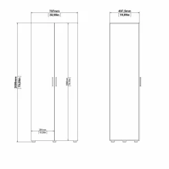 Guardaroba 2 ante Arg, 50x79 h201 cm, Quercia e Bianco<Dmora Discount