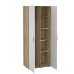 Guardaroba 2 ante Arg, 50x79 h201 cm, Quercia e Bianco<Dmora Discount