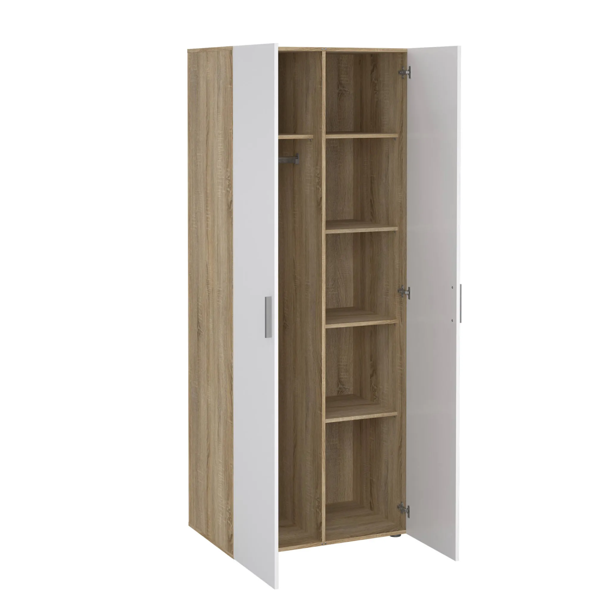 Guardaroba 2 ante Arg, 50x79 h201 cm, Quercia e Bianco<Dmora Discount