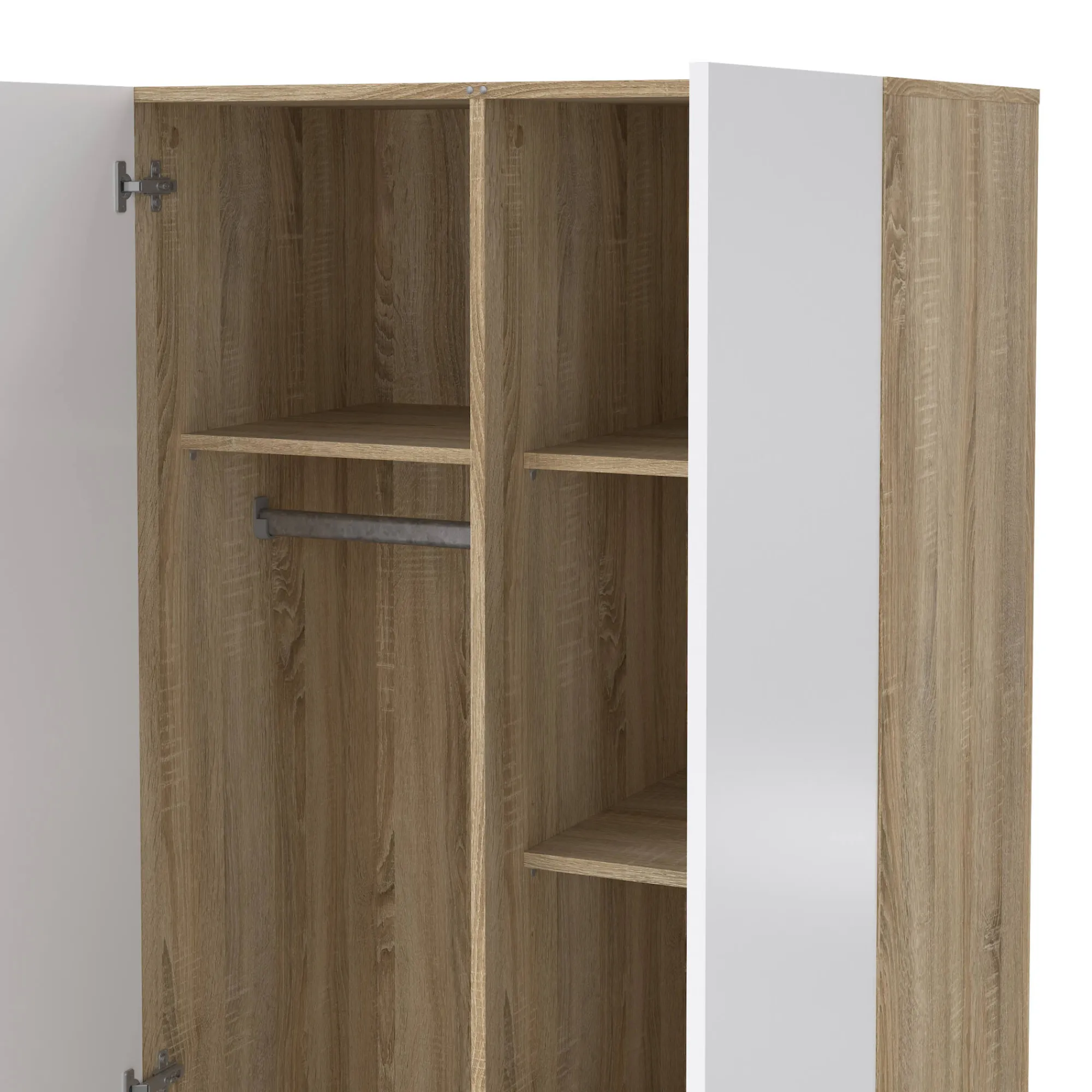 Guardaroba 2 ante Arg, 50x79 h201 cm, Quercia e Bianco<Dmora Discount