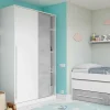 Guardaroba 2 ante Aristode, 120x50h200 cm, Cemento e Bianco<Dmora Cheap