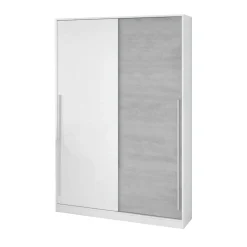 Guardaroba 2 ante Aristode, 120x50h200 cm, Cemento e Bianco<Dmora Cheap