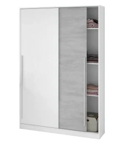 Guardaroba 2 ante Aristode, 120x50h200 cm, Cemento e Bianco<Dmora Cheap