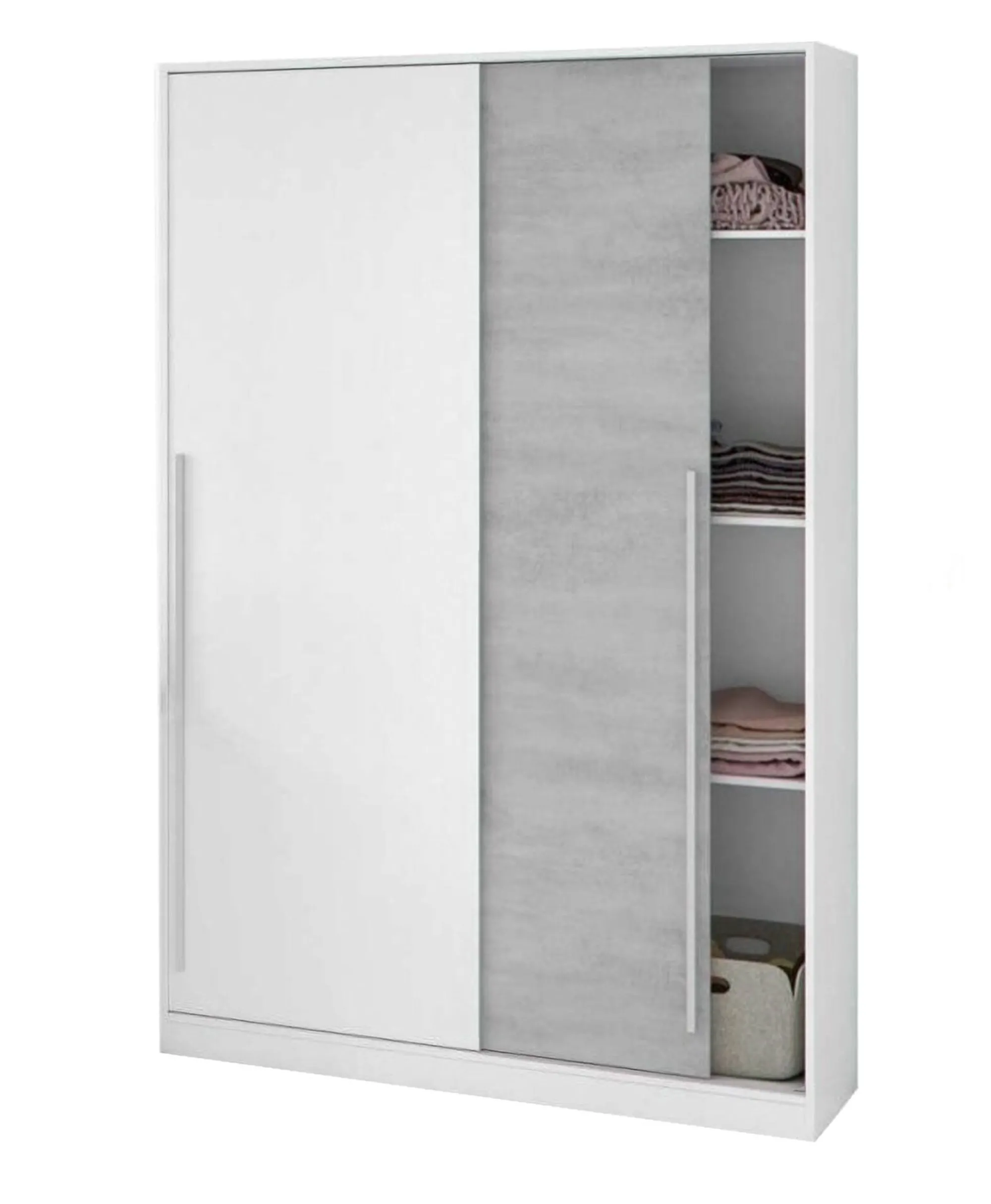 Guardaroba 2 ante Aristode, 120x50h200 cm, Cemento e Bianco<Dmora Cheap
