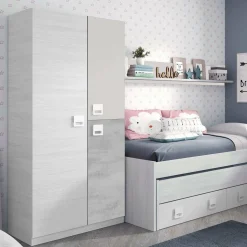 Guardaroba 3 ante Aronia, 90x52h200 cm, Grigio e Cemento<Dmora Store