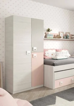 Guardaroba 3 ante Aronia, 90x52h200 cm, Grigio e Rosa<Dmora Cheap