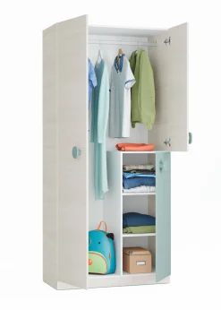 Guardaroba 3 ante Aronia, 90x52h200 cm, Grigio e Verde acqua<Dmora Hot