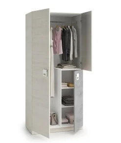 Guardaroba 3 ante Aronia, 90x52h200 cm, Grigio e Cemento<Dmora Store