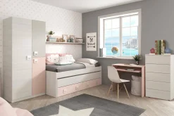 Guardaroba 3 ante Aronia, 90x52h200 cm, Grigio e Rosa<Dmora Cheap