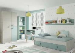 Guardaroba 3 ante Aronia, 90x52h200 cm, Grigio e Verde acqua<Dmora Hot