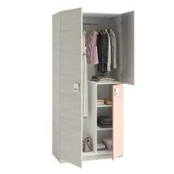 Guardaroba 3 ante Aronia, 90x52h200 cm, Grigio e Rosa<Dmora Cheap