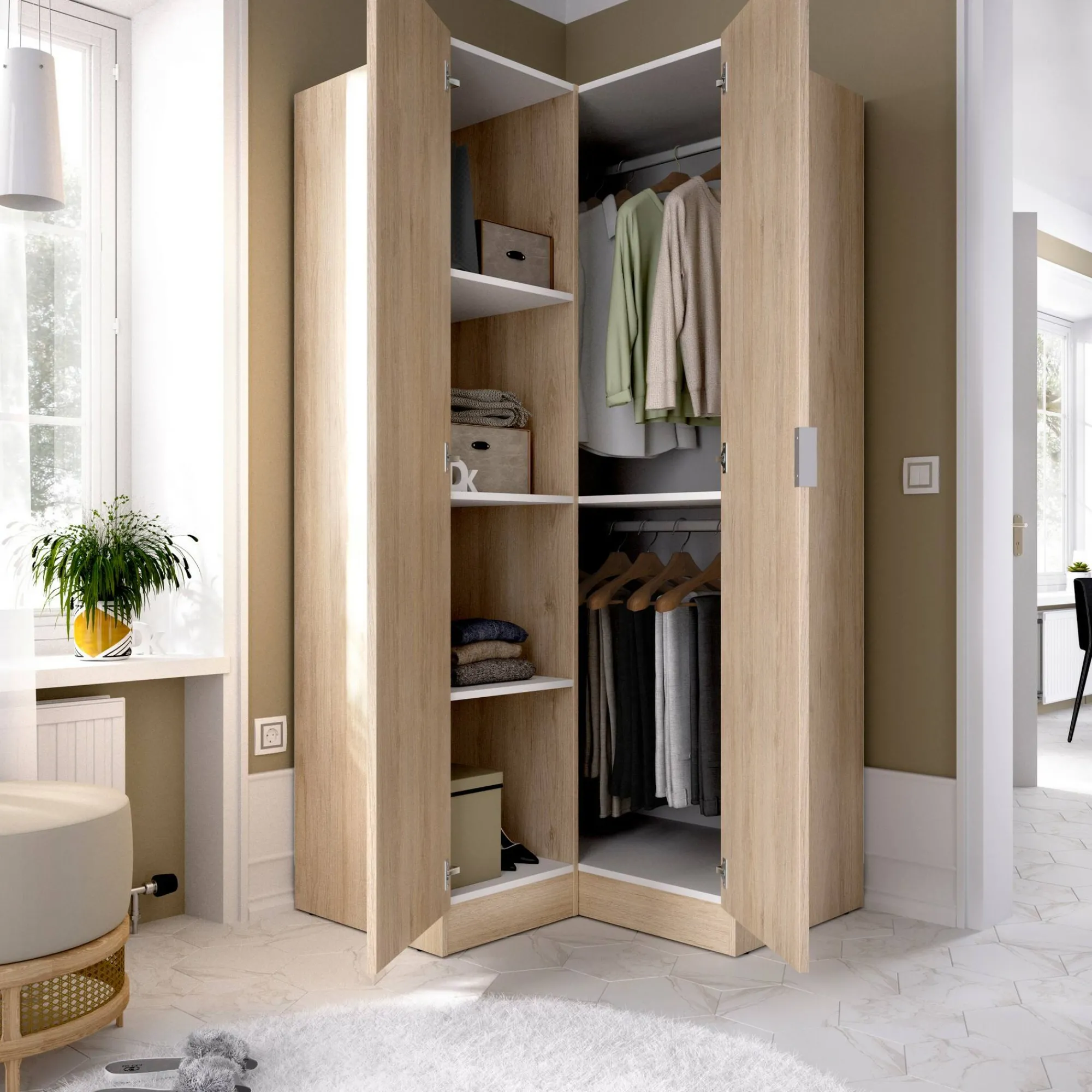 Guardaroba 2 ante Aser, 91x93h184 cm,<Dmora Clearance