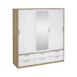 Guardaroba 3 ante Astrolabio, 181x60 h200 cm, Quercia e Bianco<Dmora Flash Sale