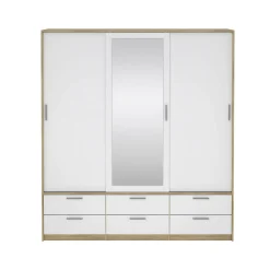 Guardaroba 3 ante Astrolabio, 181x60 h200 cm, Quercia e Bianco<Dmora Flash Sale