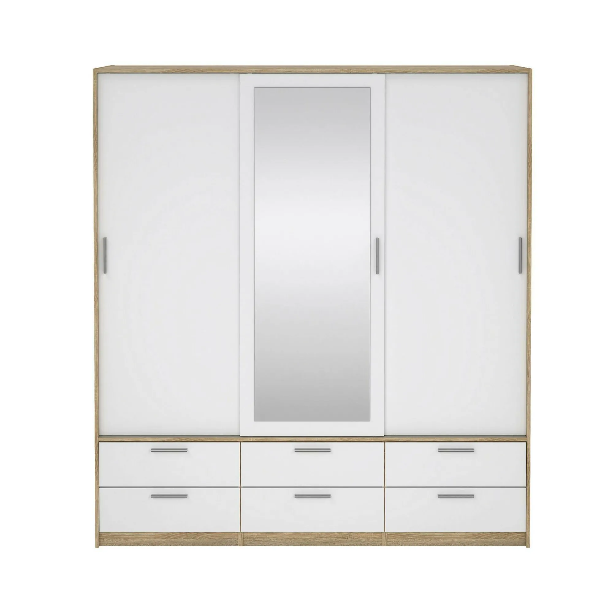 Guardaroba 3 ante Astrolabio, 181x60 h200 cm, Quercia e Bianco<Dmora Flash Sale