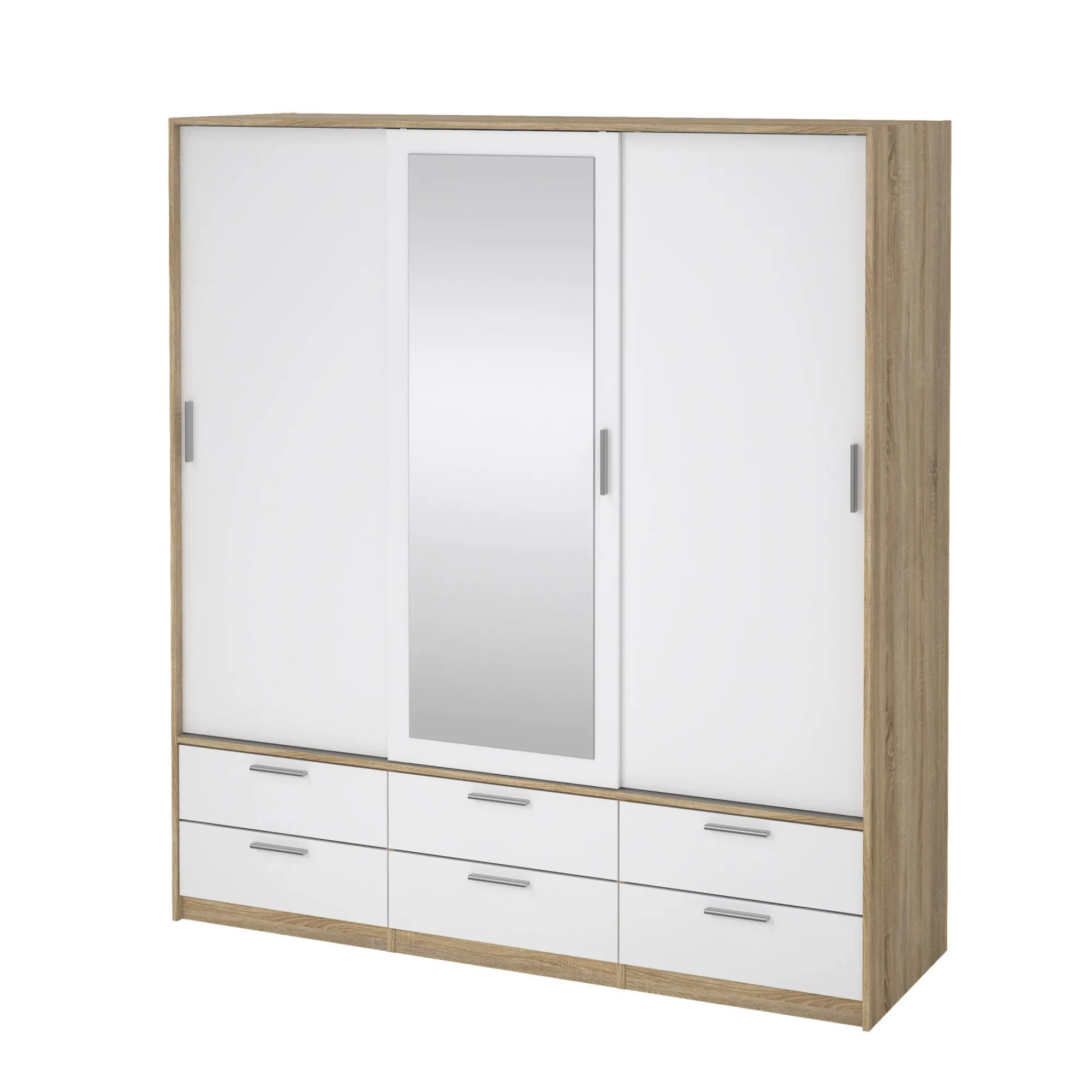Guardaroba 3 ante Astrolabio, 181x60 h200 cm, Quercia e Bianco<Dmora Flash Sale