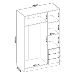 Guardaroba 3 ante Astru, 121x52h184 cm,<Dmora Shop