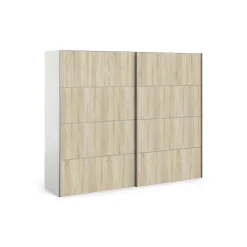 Guardaroba 2 ante Avelengo, 243x64 h202 cm, Bianco e Quercia<Dmora Best Sale