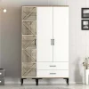 Guardaroba 3 ante Awty, 120x48h201 cm, Noce e Bianco<Dmora Flash Sale
