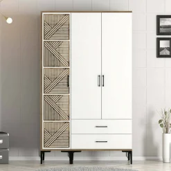 Guardaroba 3 ante Awty, 120x48h201 cm, Noce e Bianco<Dmora Flash Sale