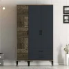 Guardaroba 3 ante Awty, 120x48h201 cm, Noce e Antracite<Dmora Cheap