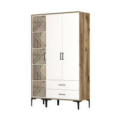 Guardaroba 3 ante Awty, 120x48h201 cm, Noce e Bianco<Dmora Flash Sale