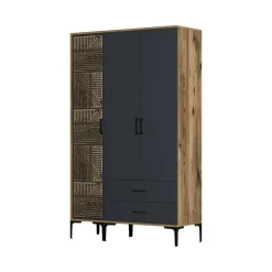 Guardaroba 3 ante Awty, 120x48h201 cm, Noce e Antracite<Dmora Cheap