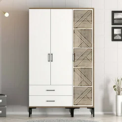 Guardaroba 3 ante Awty, 120x48h201 cm, Noce e Bianco<Dmora Flash Sale