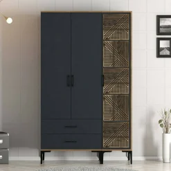 Guardaroba 3 ante Awty, 120x48h201 cm, Noce e Antracite<Dmora Cheap
