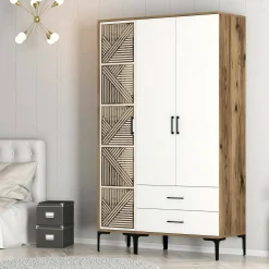 Guardaroba 3 ante Awty, 120x48h201 cm, Noce e Bianco<Dmora Flash Sale