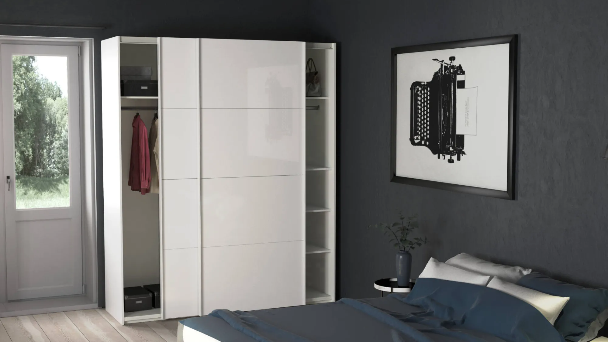 Guardaroba 2 ante Badesse, 62x182 h220 cm, Bianco<Dmora Fashion