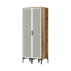 Guardaroba 2 ante Bagnone, 80x201h48 cm, Noce e Bianco<Dmora Fashion