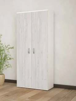Guardaroba 2 ante Bandu, 80x52h170 cm, Bianco e Rovere<Dmora Shop