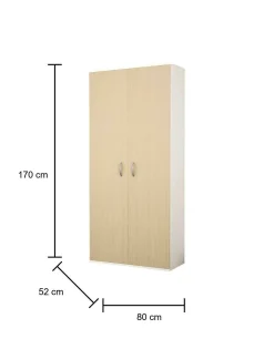 Guardaroba 2 ante Bandu, 80x52h170 cm, Bianco e Grigio<Dmora Sale